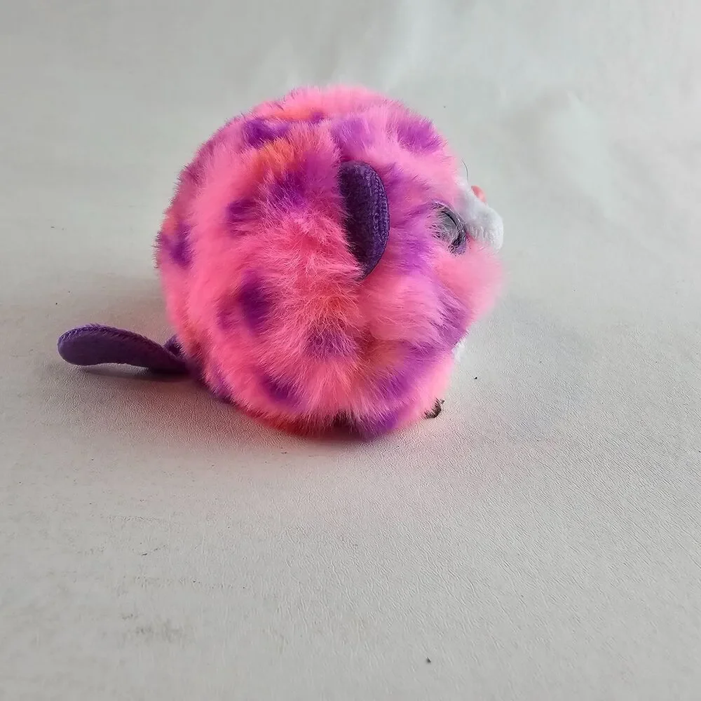 TY Beanie Balls Topaz Pink Purple Leopard Plush Glitter Eyes Stuffed Animal NWT